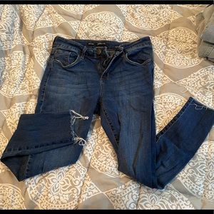 STS Blue Emma Mid Rise Fray-Hem Ankle Skinny Jeans